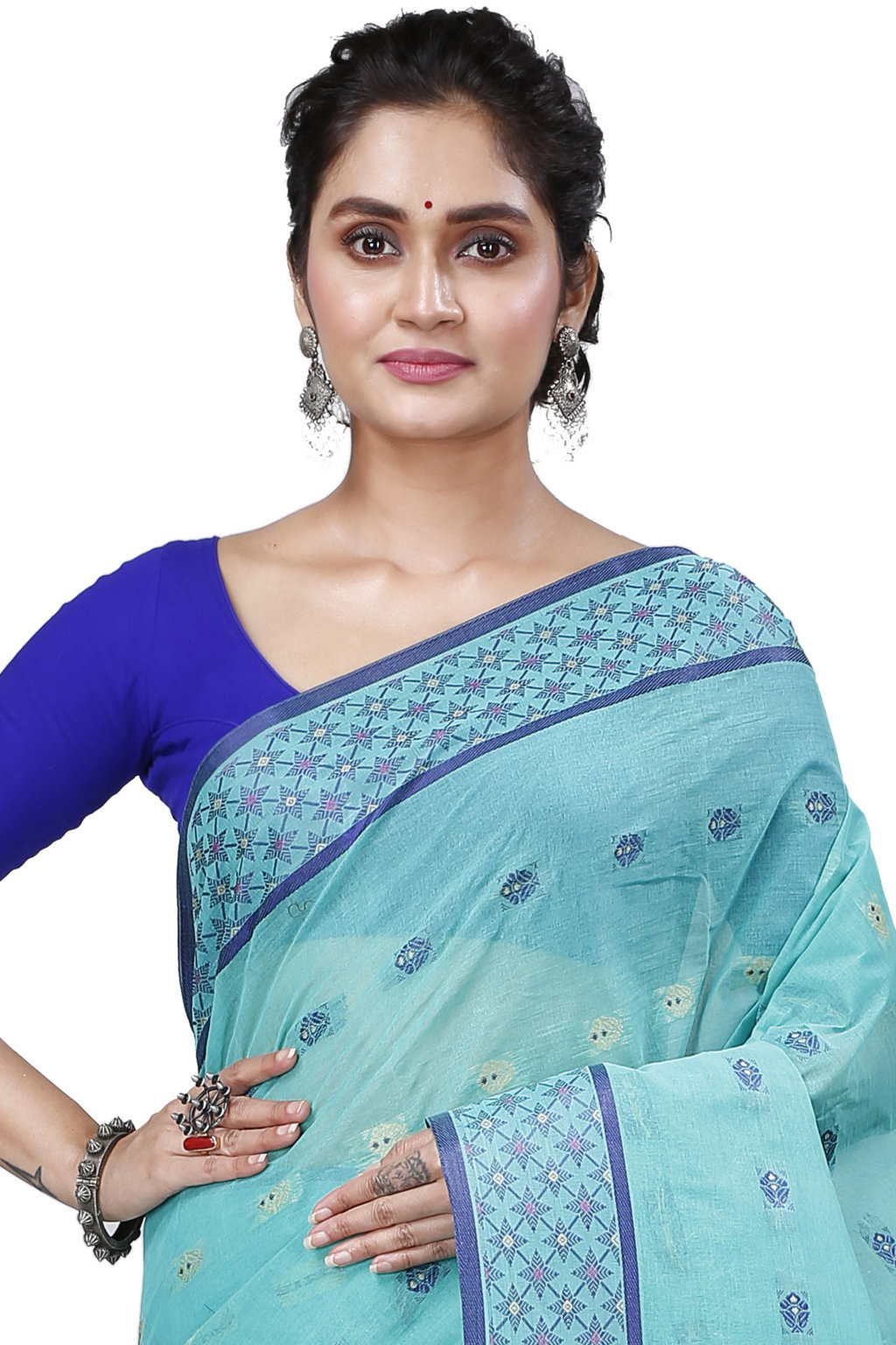 See Green Pure Cotton Reese Tant Saree (968)